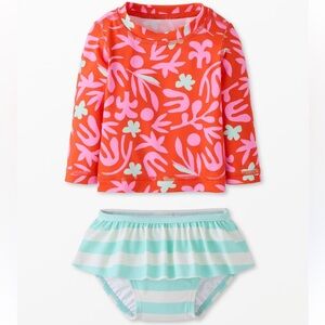 NWOT Hanna Andersson Red and Pink Kids Swim Rashguard Set - 6M